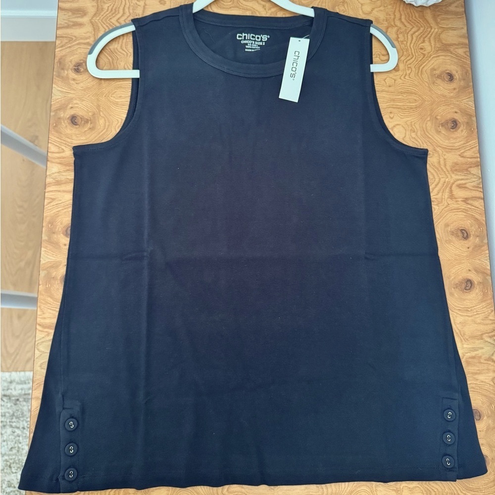 Chico’s Basic Knit Tank with Side Buttons - size 2/Large. New with Tags